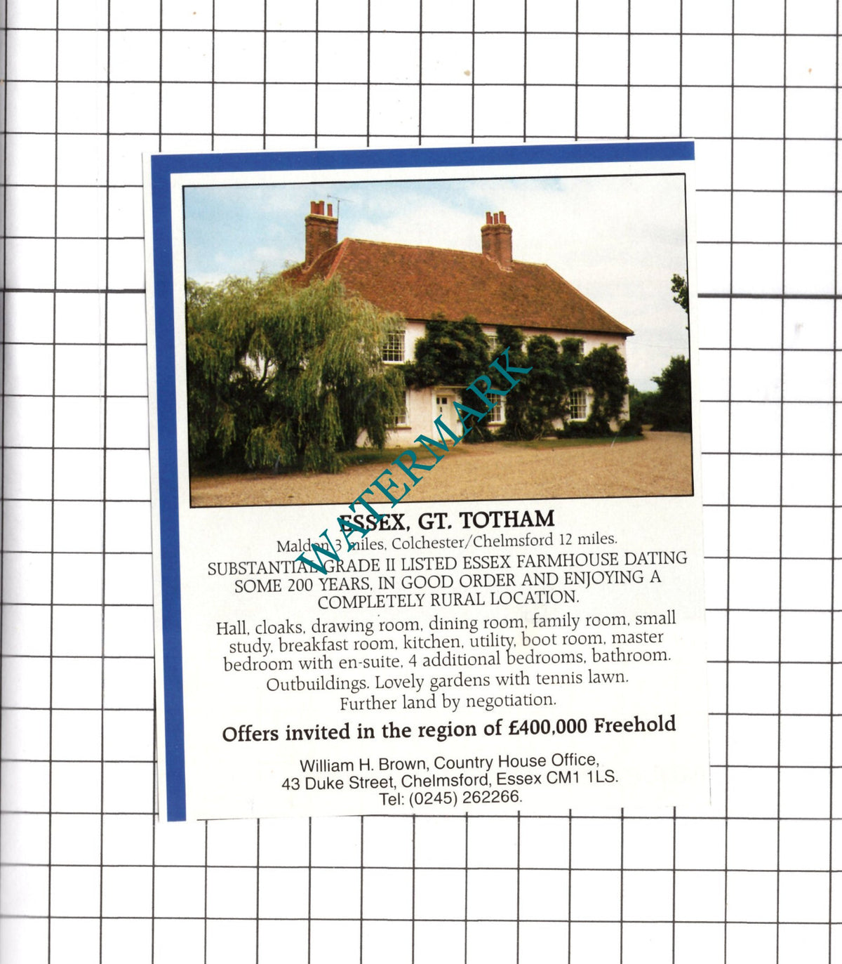 Great Totham Essex House Sale Advert - c.1990 Clipping