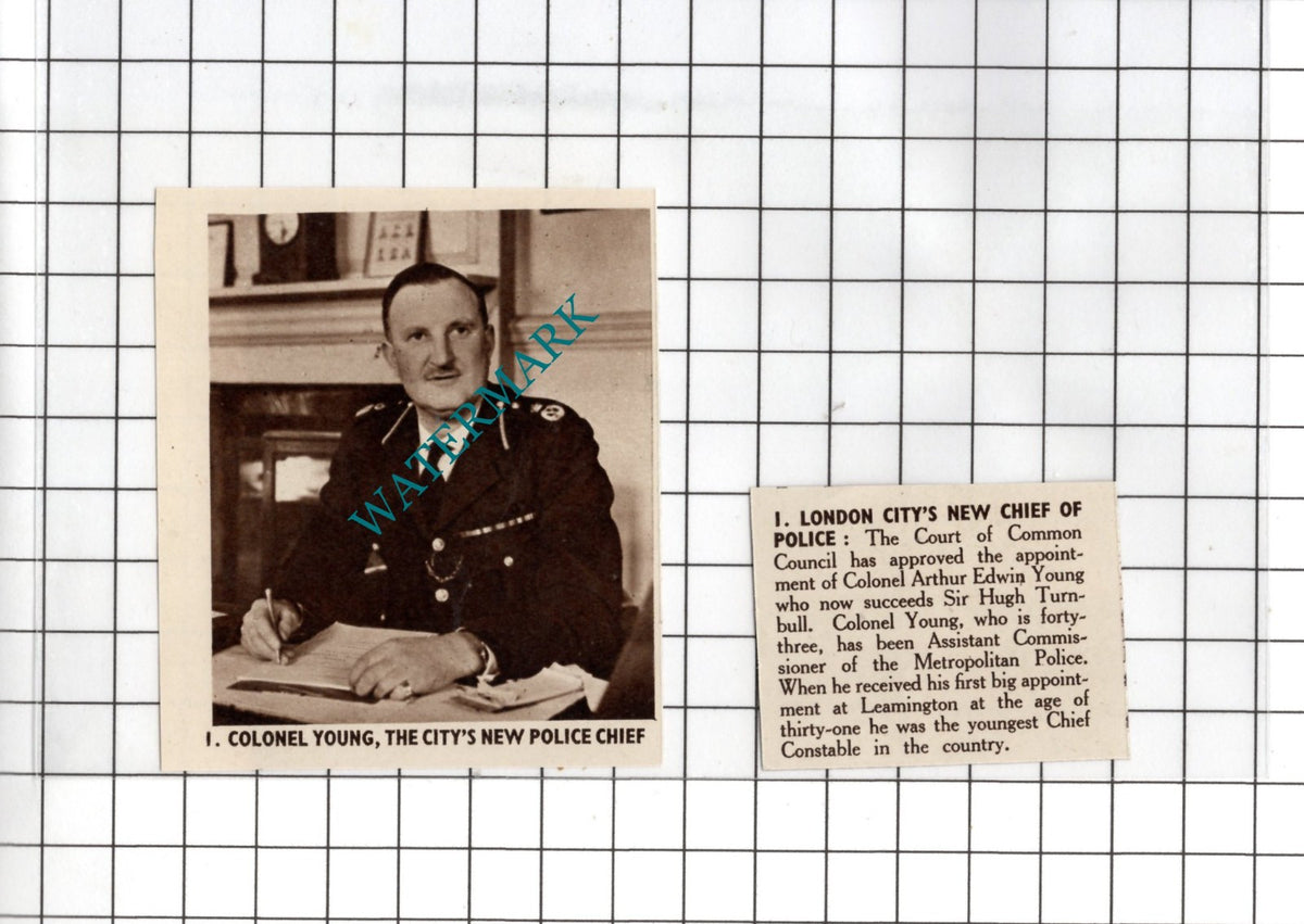Colonel Arthur Edwin Young Police Chief - 1950 Two-Part Clipping