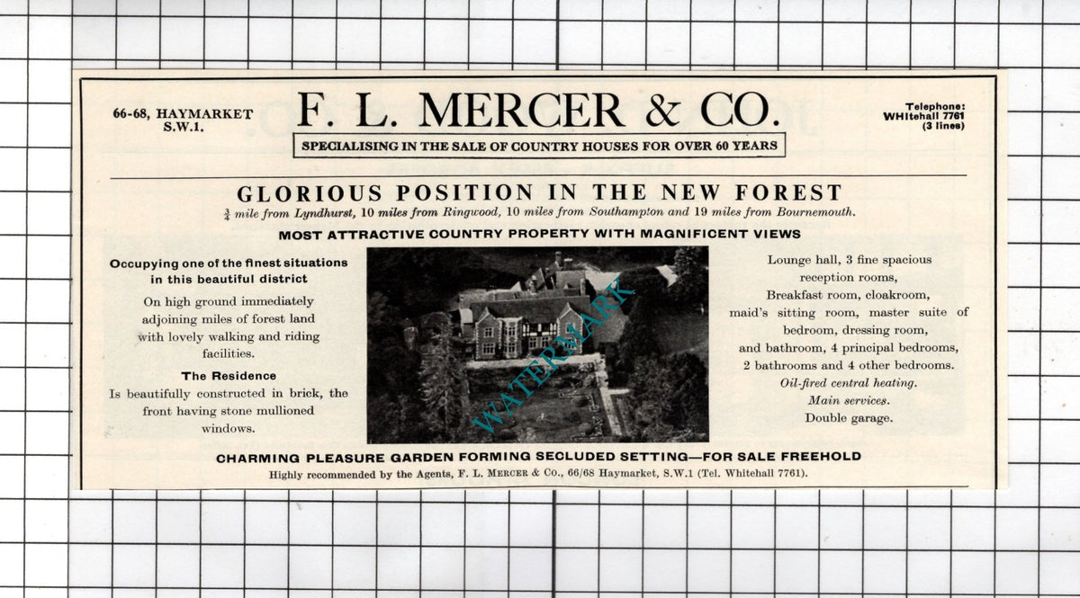 Lyndhurst Hampshire New Forest - 1967 House Sale Advert