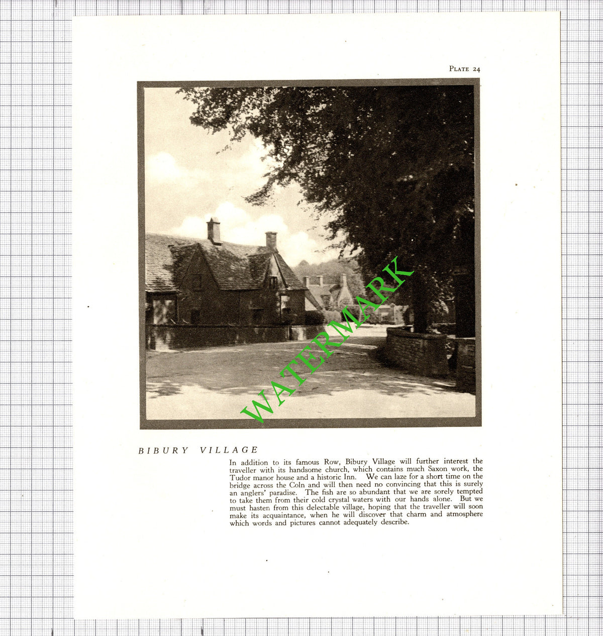Burford / Bibury Village Gloucestershire Cotswolds - 1940's Cutting / Print