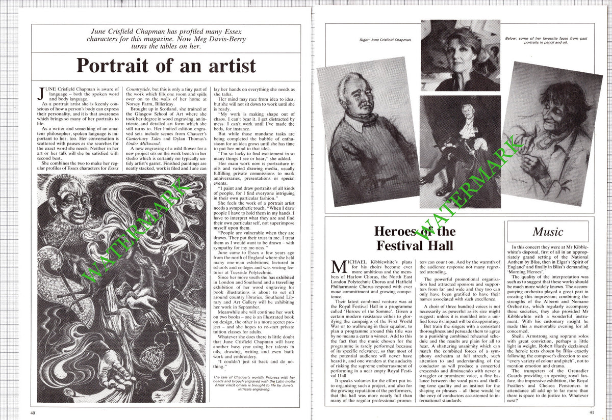 June Crisfield Chapman Portrait Artist - 1986 Article