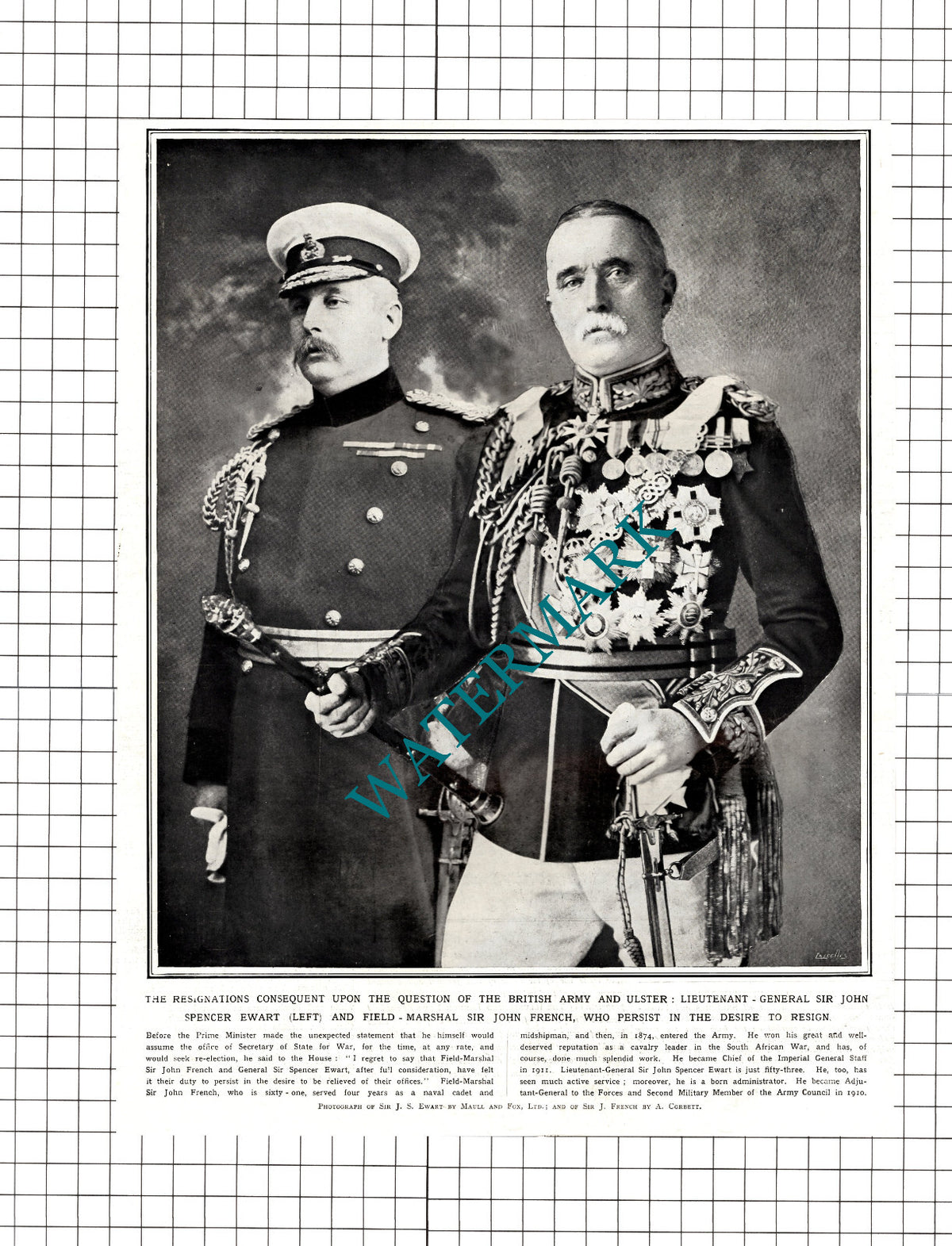 SIR JOHN FRENCH And SIR JOHN SPENCER EWART To Resign - 1918 Cutting / Print