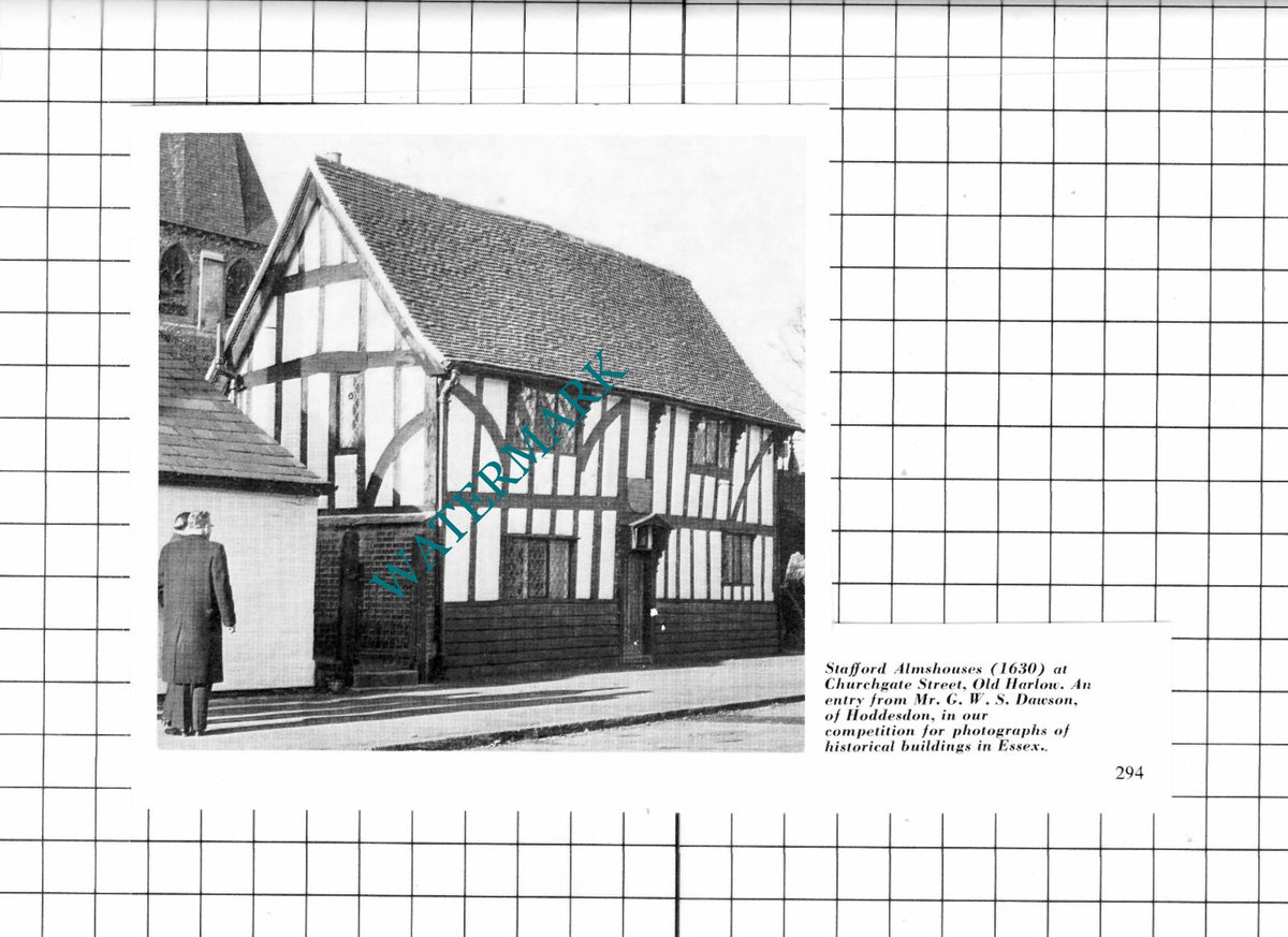 Stafford Almshouses Old Harlow Essex - 1962 Clipping / Print