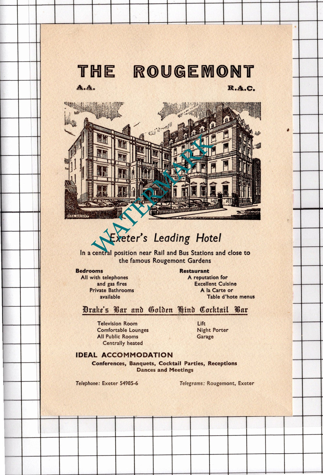 The Rougemont Hotel Exeter Devon Advert - 1957 Cutting