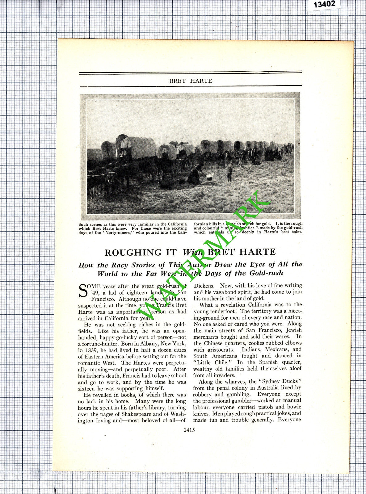 Bret Harte Author - c.1940s Article