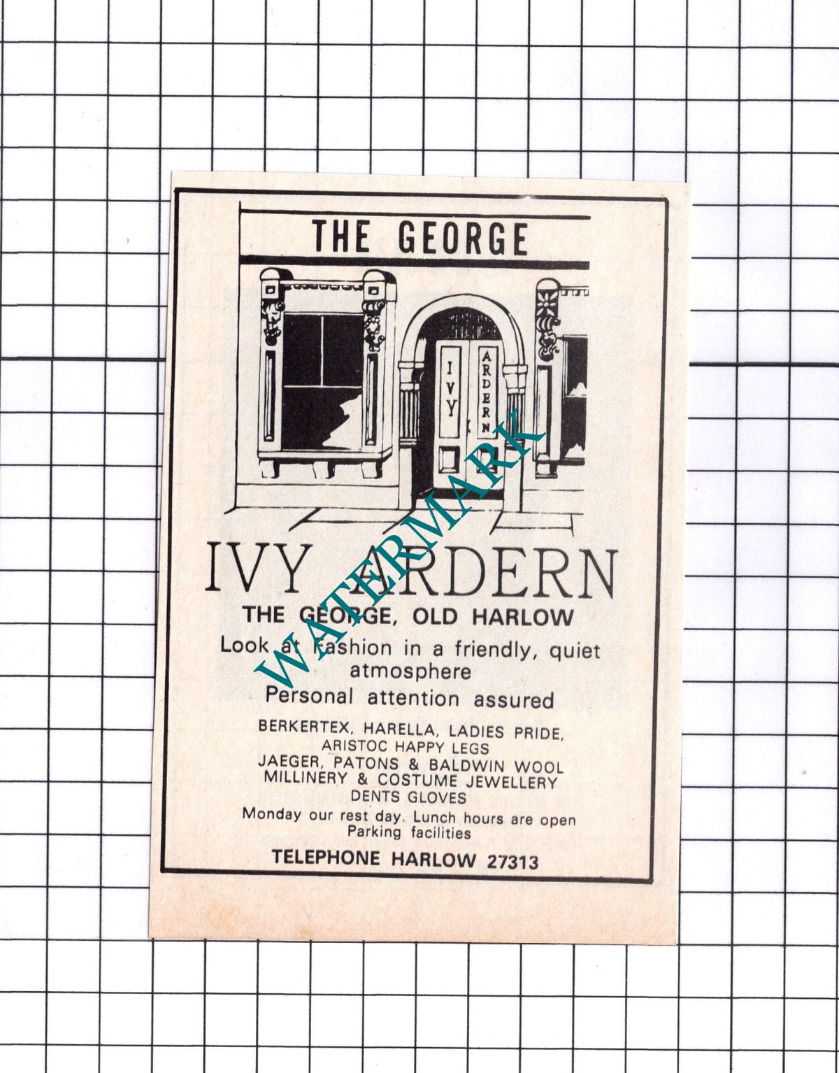 Ivy Ardern The George Old Harlow Essex Advert - 1976 Small Clipping / Print