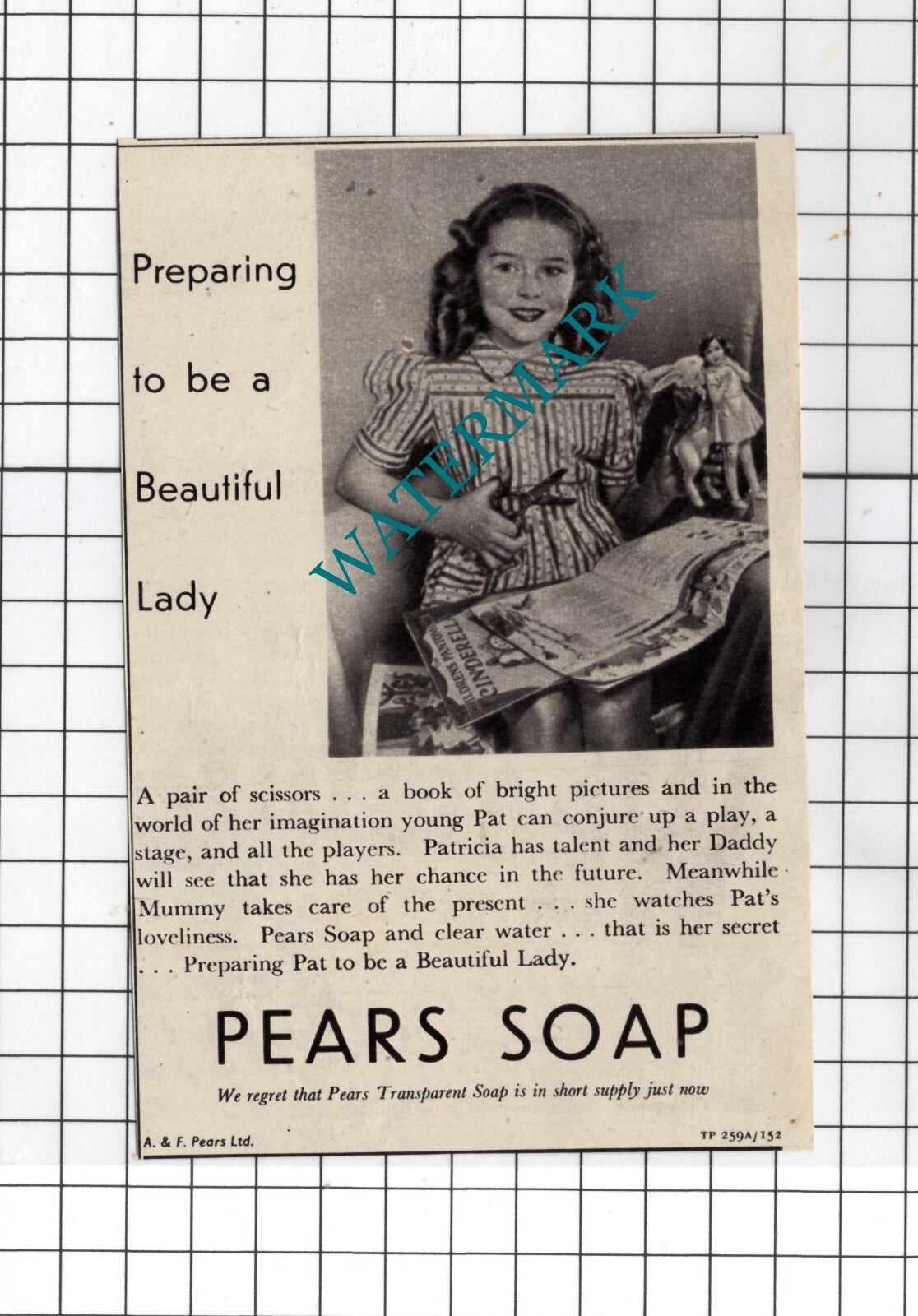 Pears Soap Advert - 1948 Small ADVERT