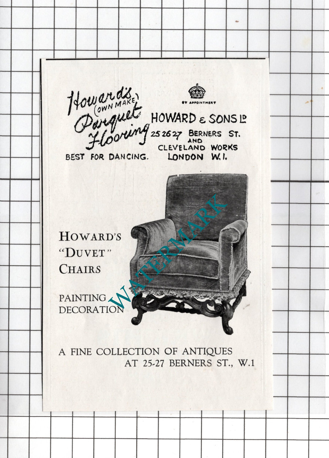 Wright's Coal Tar Soap Advert / Howard & Sons Ltd London - 1927 Small Advert