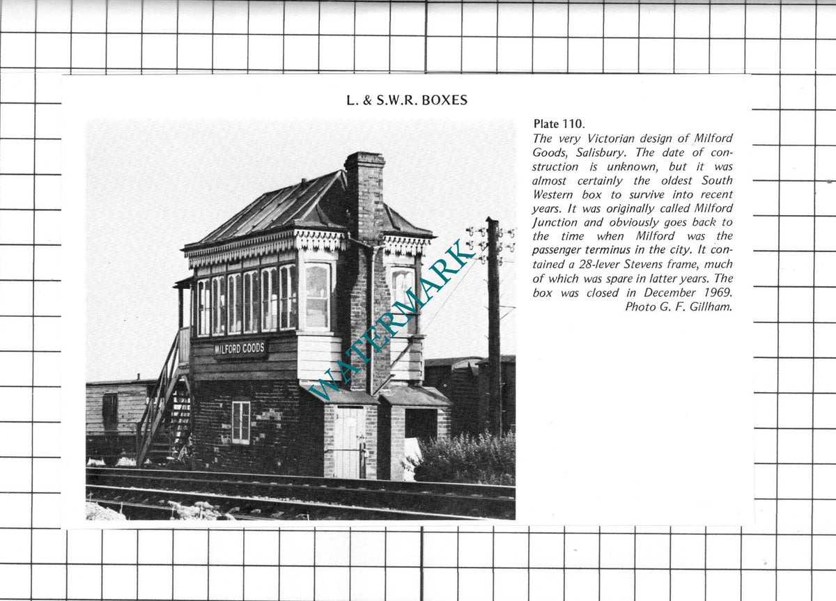 Milford Goods Salisbury Railway Signal Box - 1970's Clipping / Print