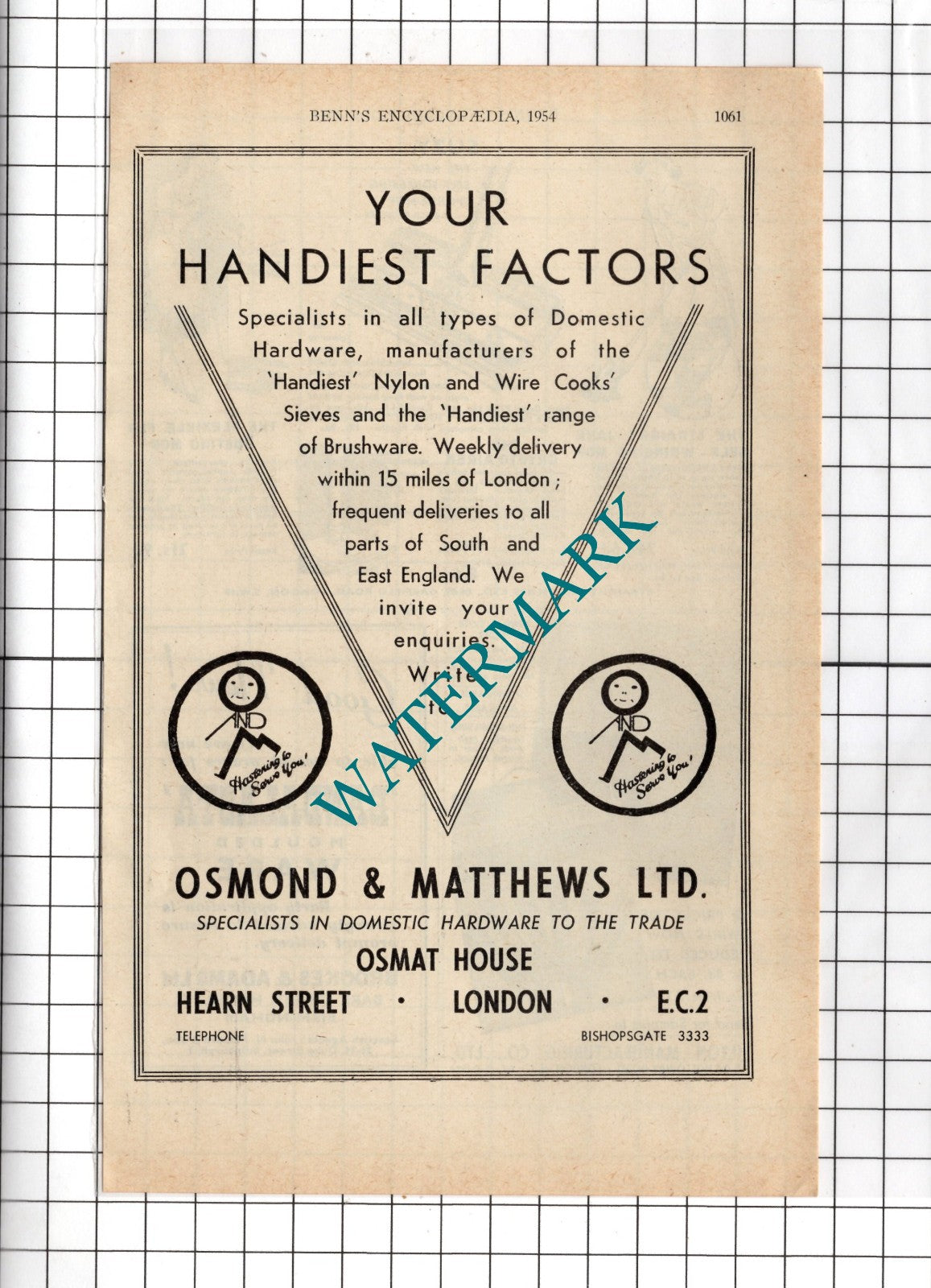 Osmond & Matthews Ltd Osmat House London EC2 - 1954 Advert
