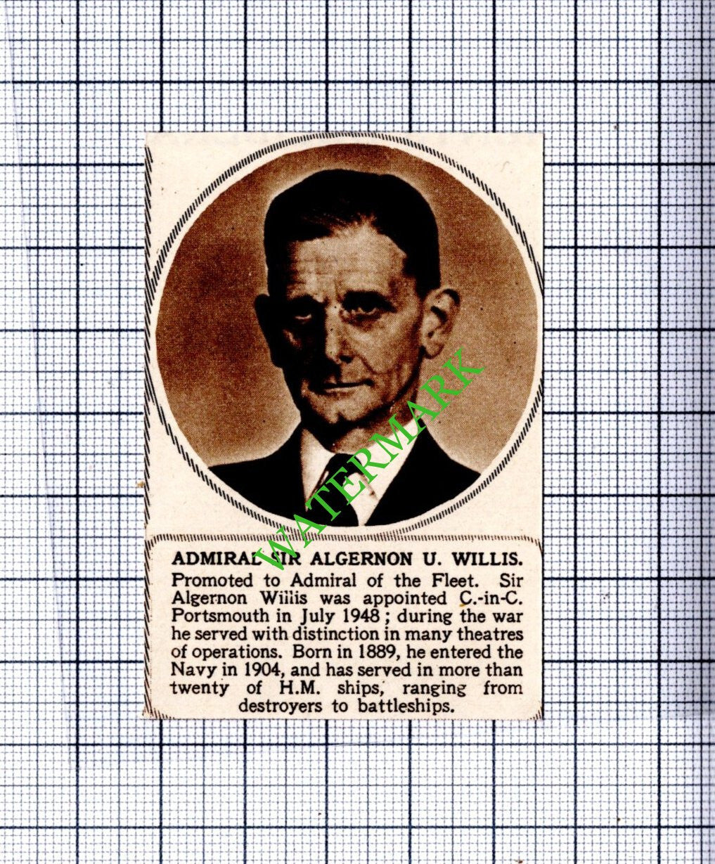 Admiral Sir Algernon Willis - 1949 SMALL Cutting
