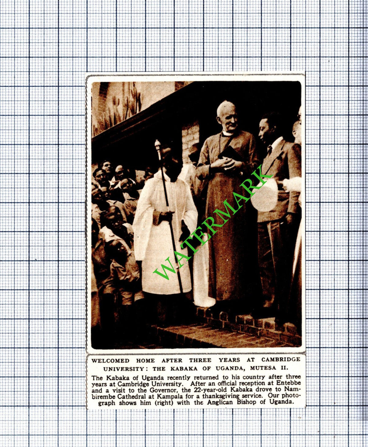 The Kabaka Of Uganda Cambridge University - 1948 Small Cutting