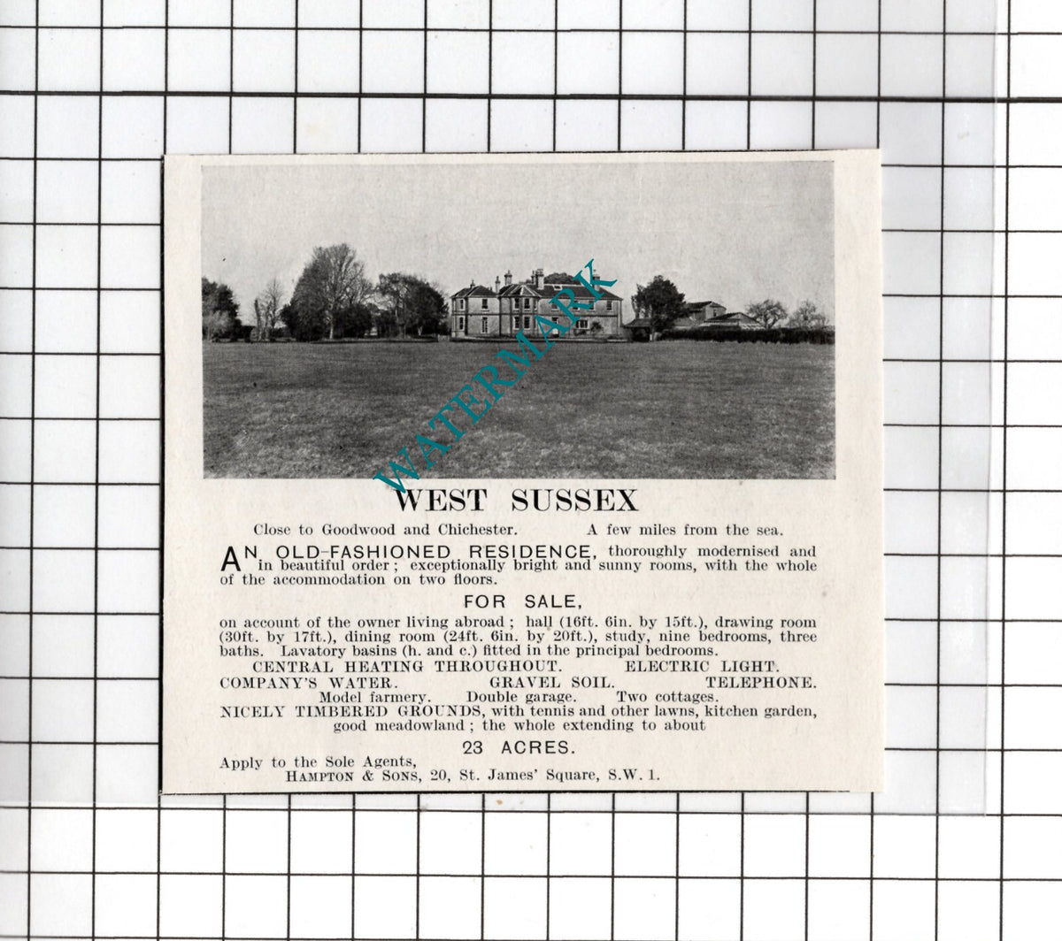 Goodwood Sussex Chichester - 1925 Small House Sale Advert