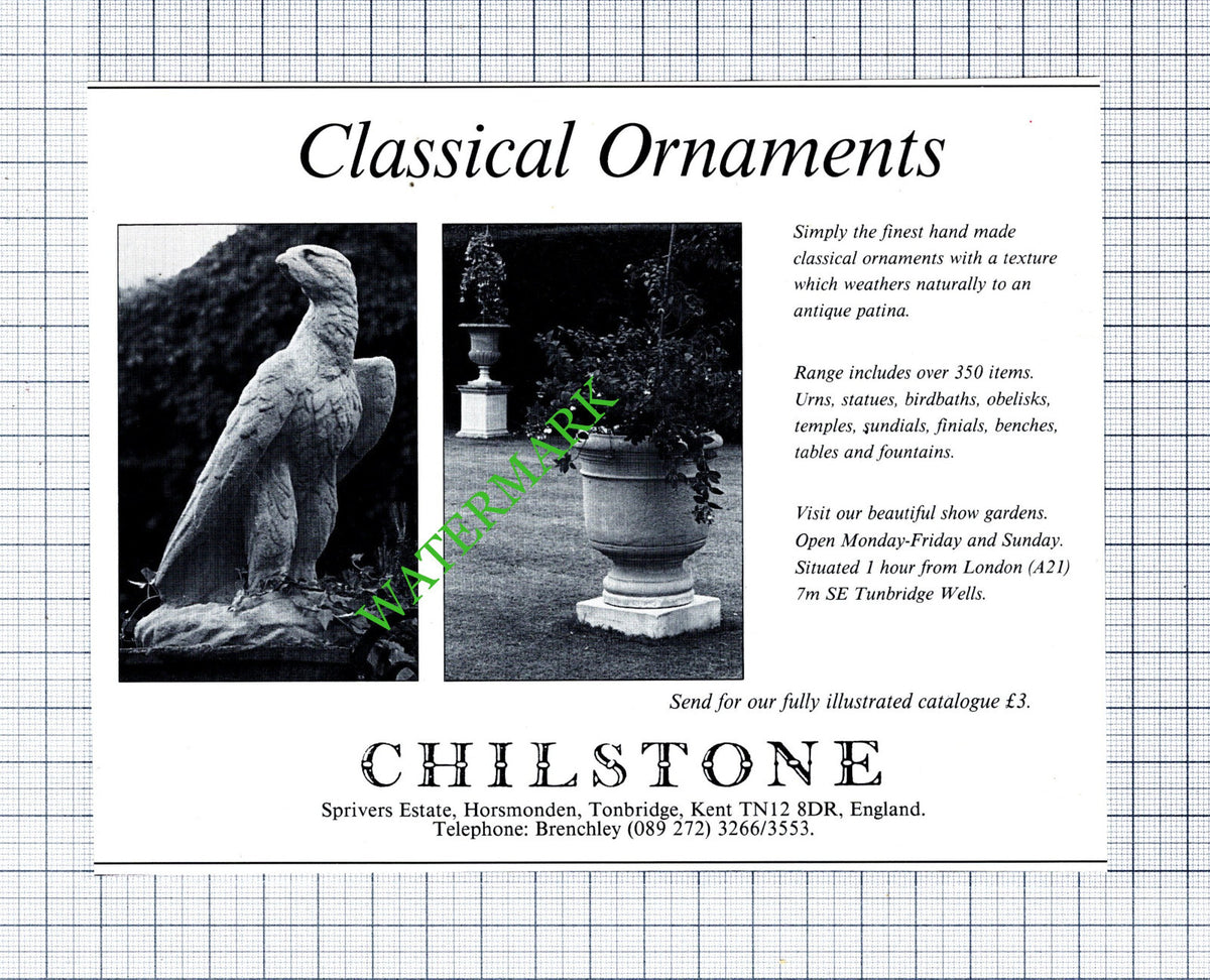 Chilstone Horsmonden Tonbridge Kent Advert - 1991 Cutting