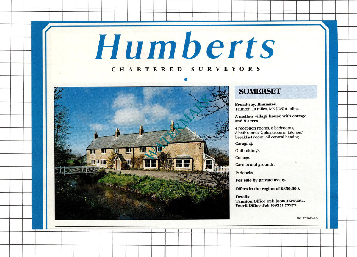 Broadway Ilminster Somerset House Sale Advert - 1994 Clipping / Print