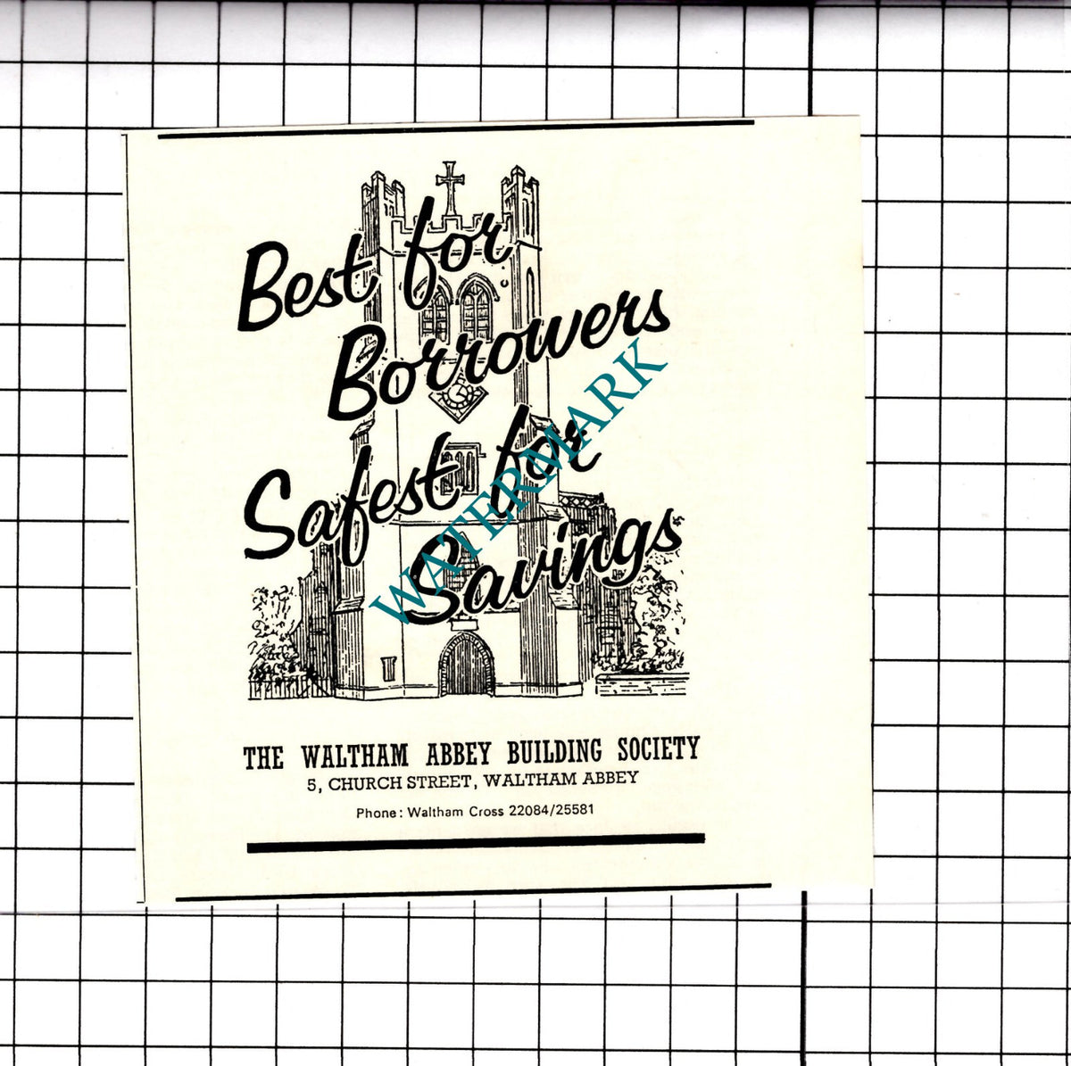 The Waltham Abbey Building Society Small Advert - 1968 Clipping / Print