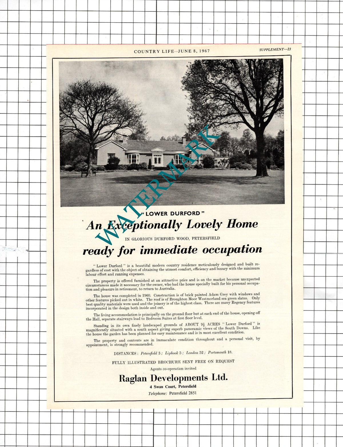 Lower Durford Durford Wood Petersfield Hampshire House Advert - 1967 Clipping