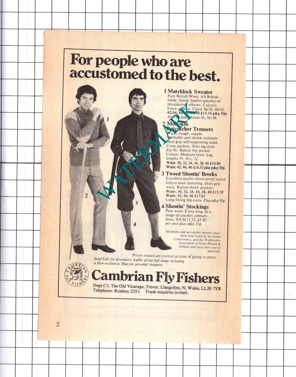 Cambrian Fly Fishers Llangollen Wales Advert - 1976 Clipping