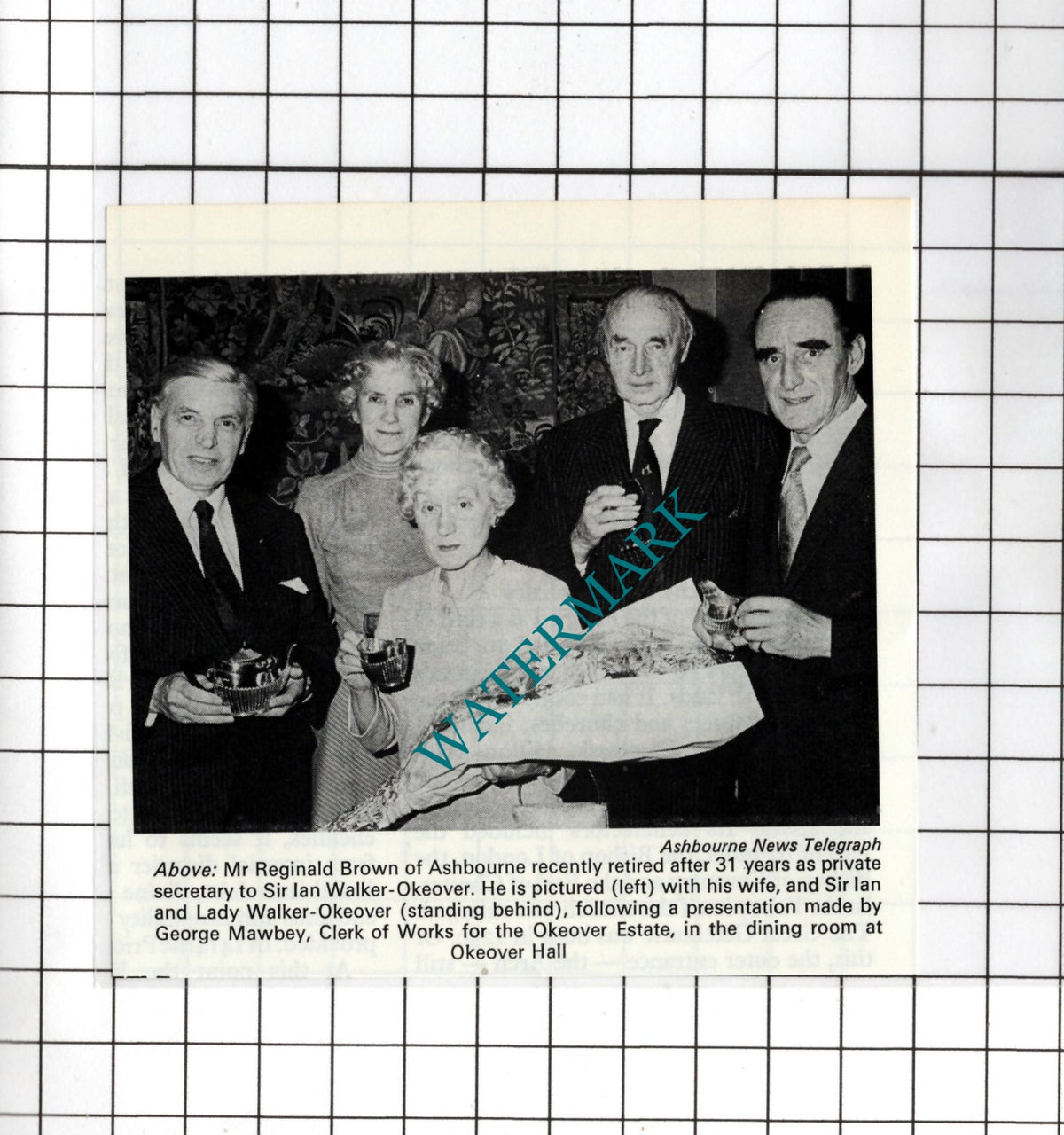 Reginald Brown Ashbourne Derbyshire Sir Ian Walker-Okeover -1978 Small Clipping