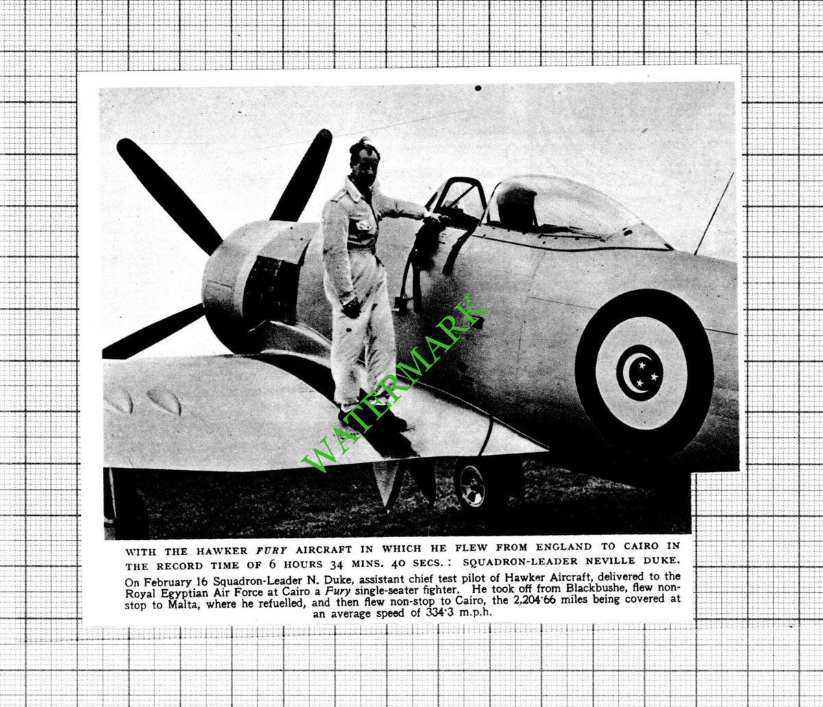 Squadron Leader Neville Duke Hawker Aircraft - 1950 Cutting