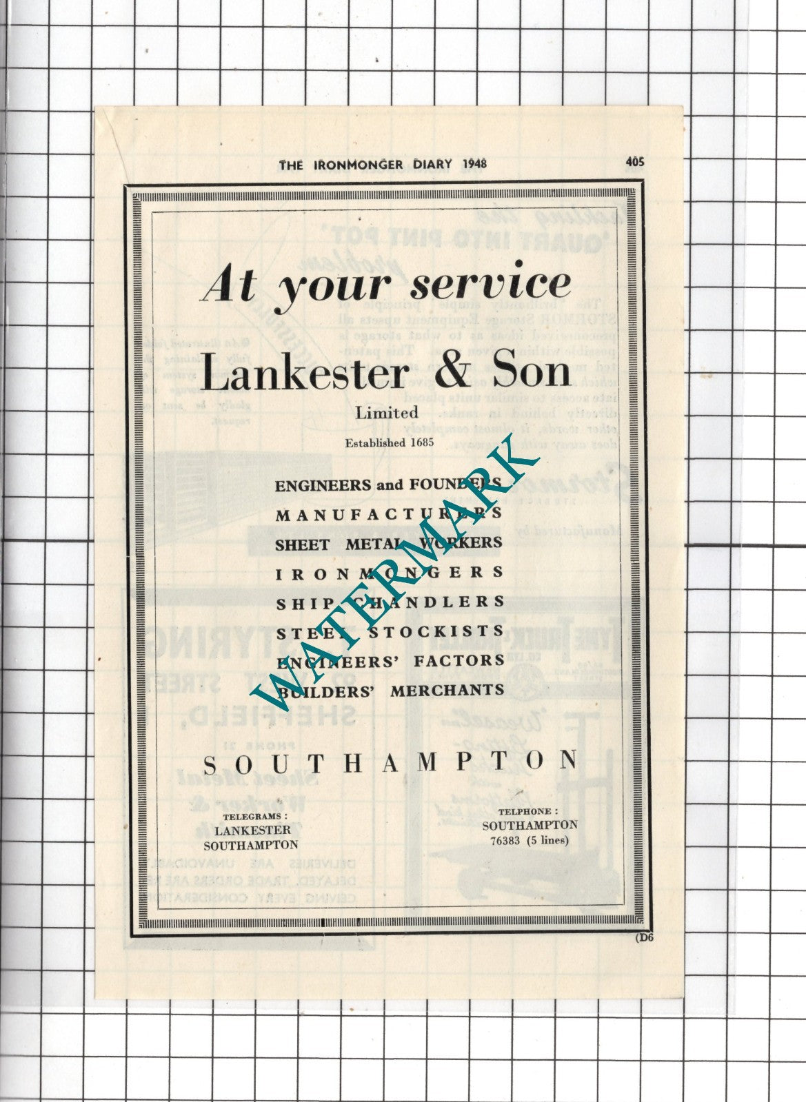 Lankester & Son Ltd Southampton - 1948 Advert