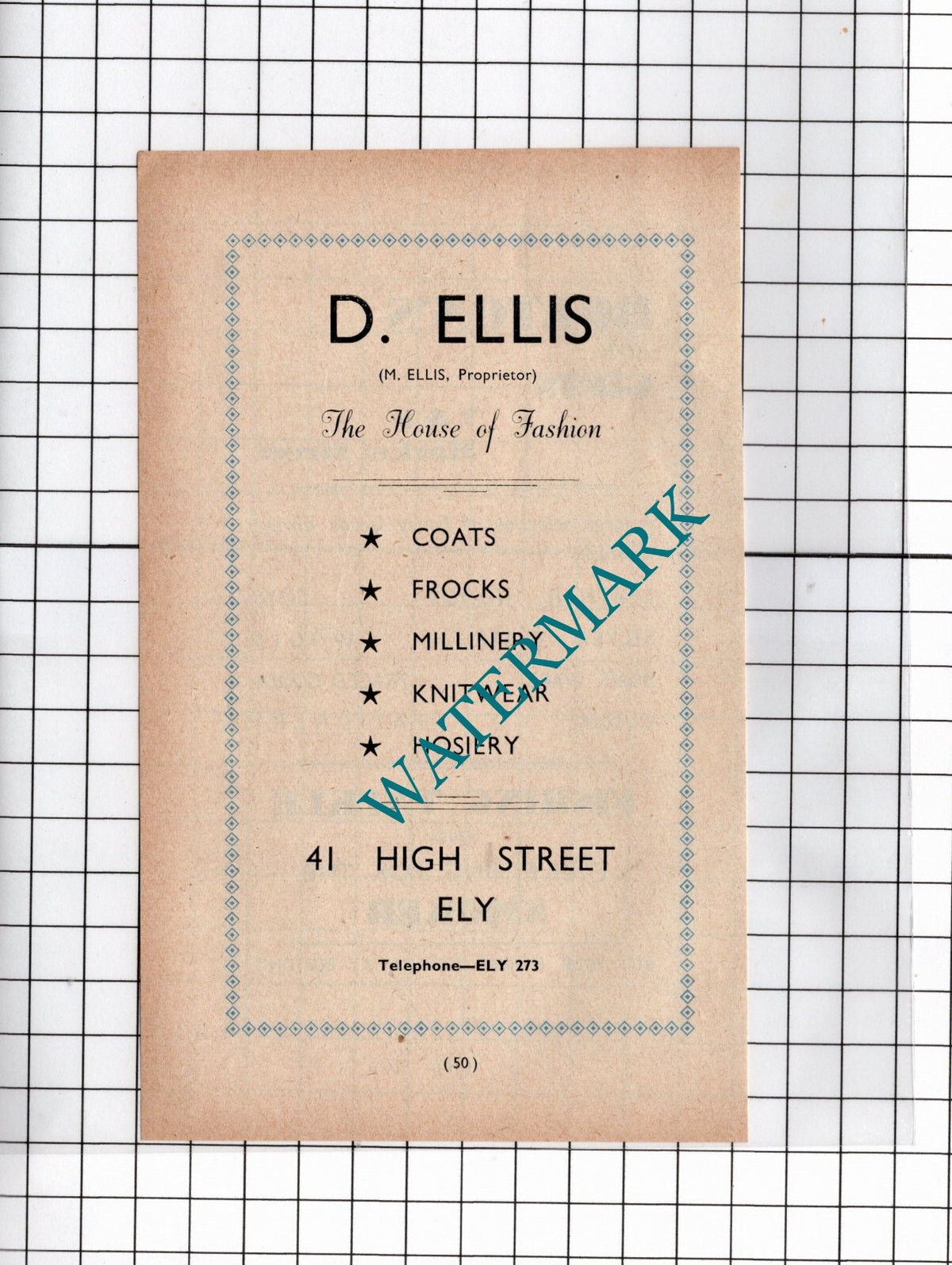 Bolton's Gifts Ely Cambridgeshire / D Ellis House Of Fashion - 1949 SMALL Advert