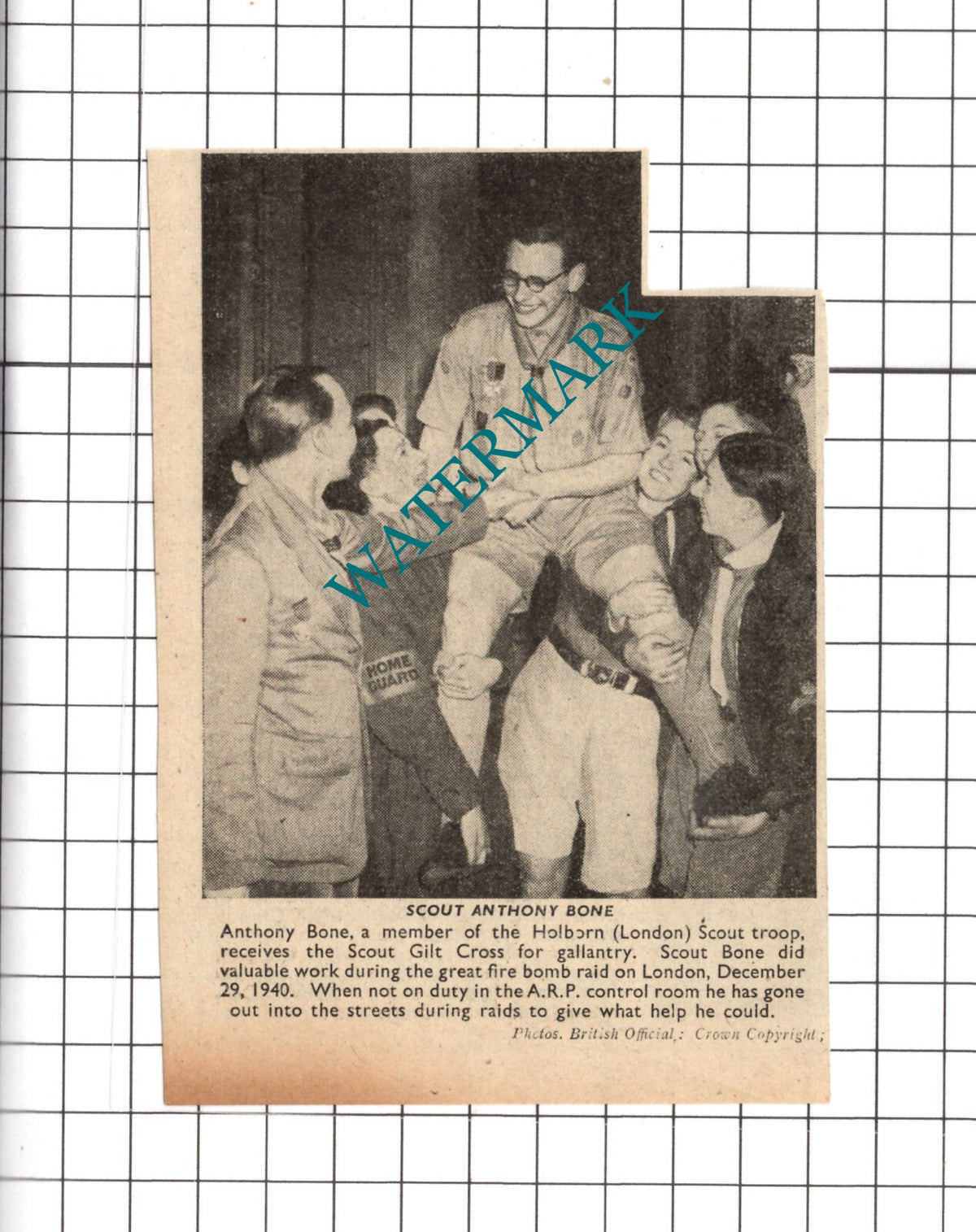Scout Anthony Bone Holborn London World War Two - 1941 SMALL Clipping