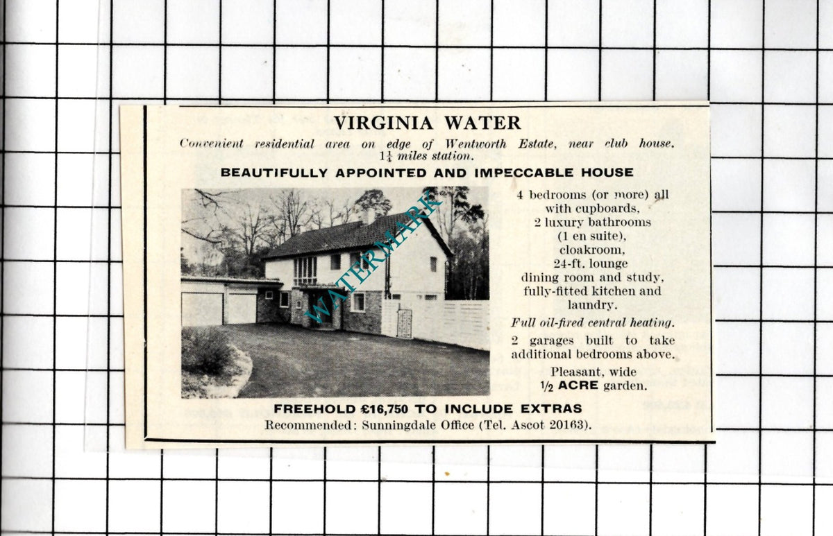 Virginia Water Surrey - 1967 SMALL House Advert