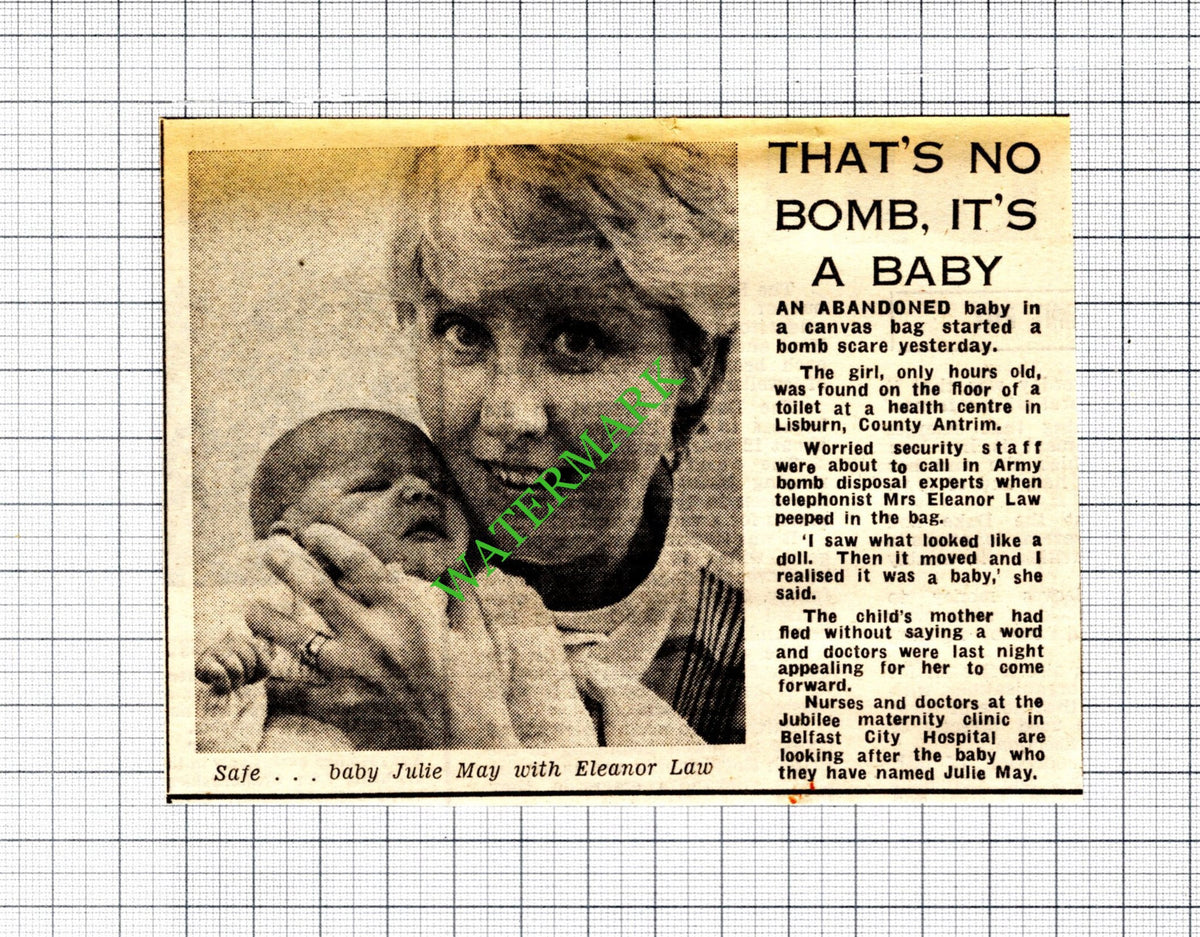 Lisburn County Antrim Abandoned Baby Mrs Eleanor Law Julie May - 1986 Cutting