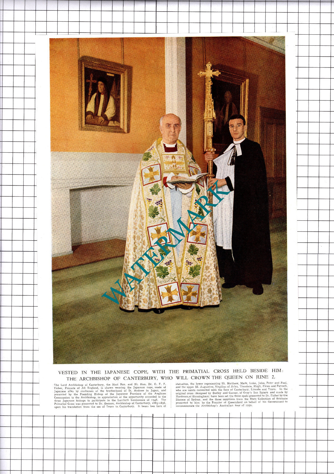 Archbishop Of Canterbury Dr GFF Fisher - 1953 Clipping / Print