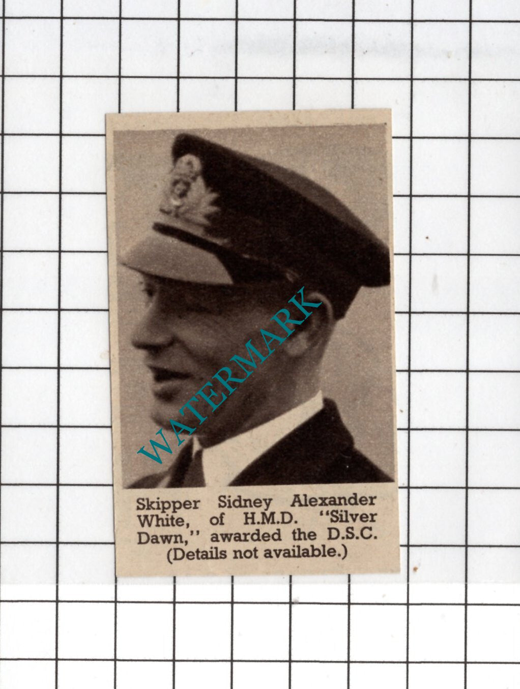 Skipper Sidney Alexander White HMD Silver Dawn WW2 - 1940 SMALL News Clipping