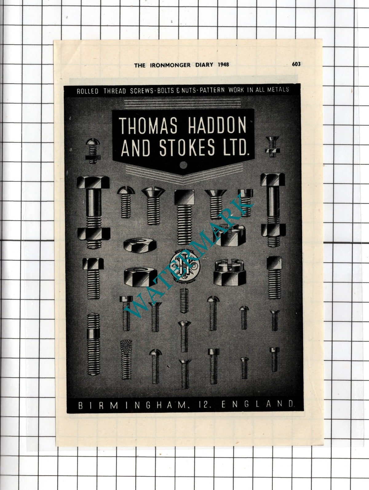 Thomas Haddon And Stokes Ltd Birmingham - 1948 Small Advert