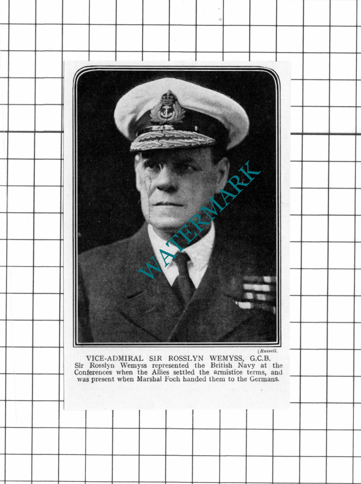 Vice Admiral Sir Rosslyn Wemyss -c.1918 Small Cutting
