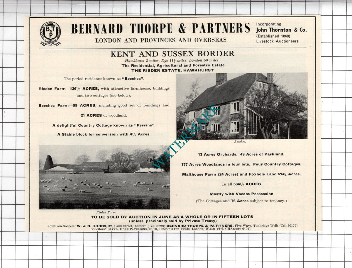 Hursley Hampshire / Beeches The Risden Estate Hawkhurst Kent -1967 Sale Advert