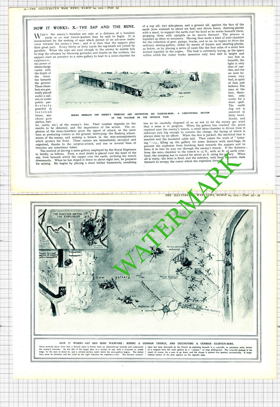 Sap and Mine Warfare German Trench Great War WW1 - 1915 2-Part Cutting