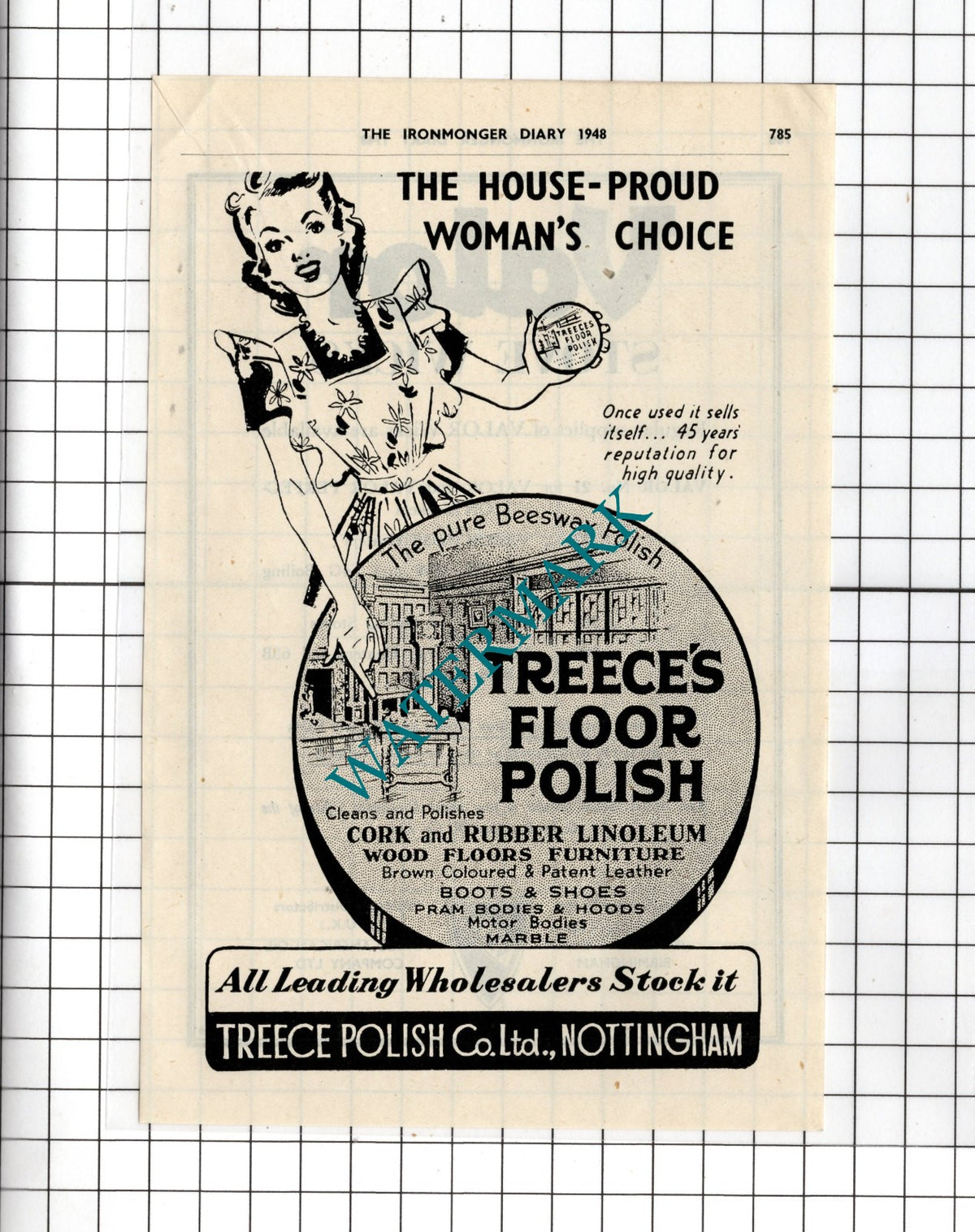 Treece Polish Co Ltd Nottingham - 1948 Small Advert
