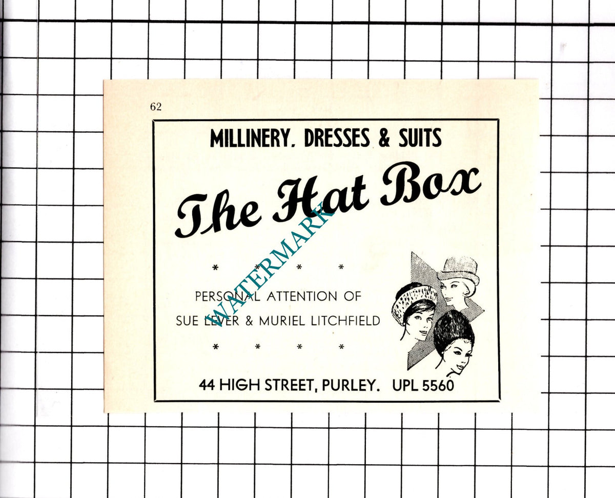 Sue Lever Muriel Litchfield The Hat Box Purley London - 1967 Small Advert