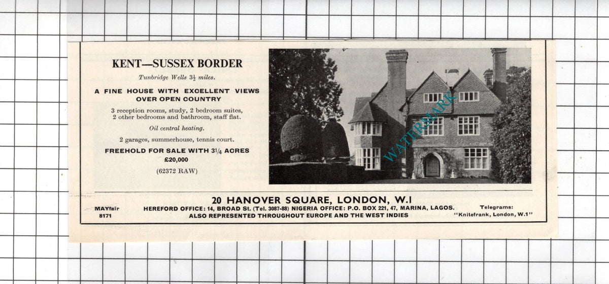Tunbridge Wells Kent - 1967 House Sale Advert