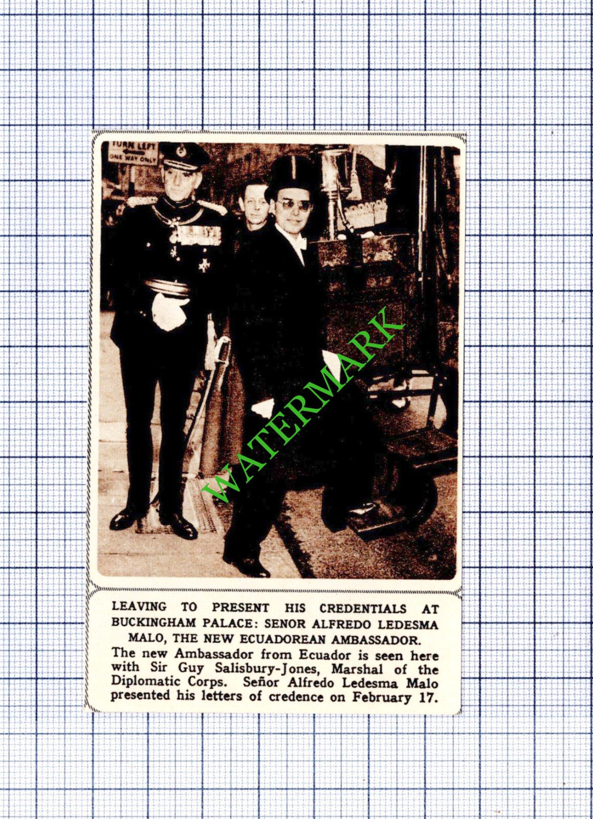 Senor Alfredo Ledesma Sir Guy Salisbury-Jones - 1961 SMALL Cutting