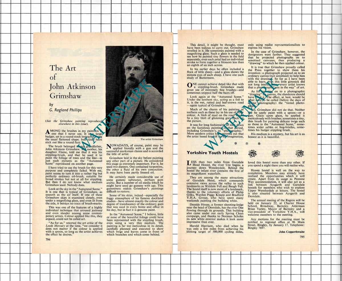 John Atkinson Grimshaw Artist - 1972 Small Article