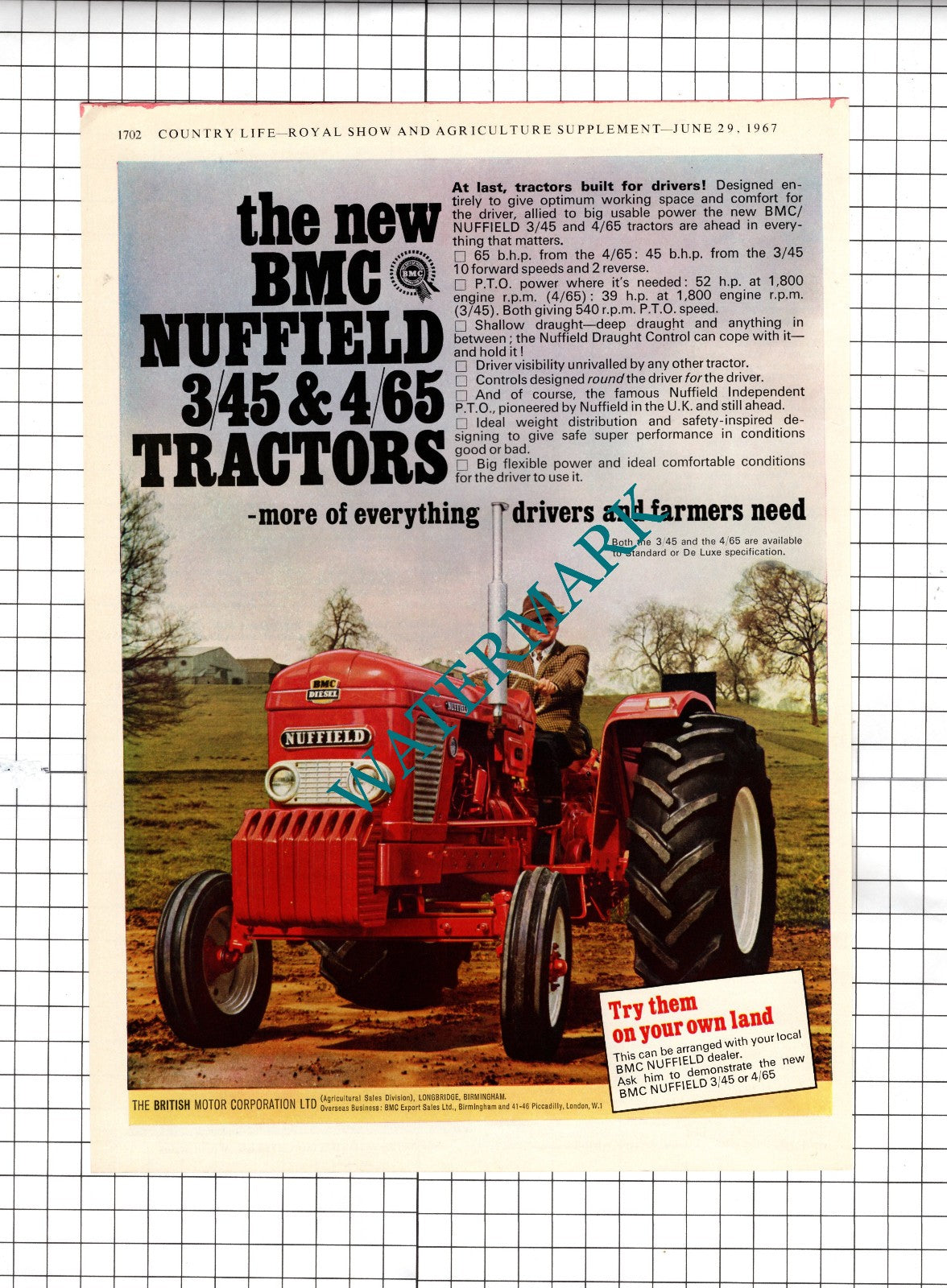 BMC Nuffield Tractor - 1967 Advert