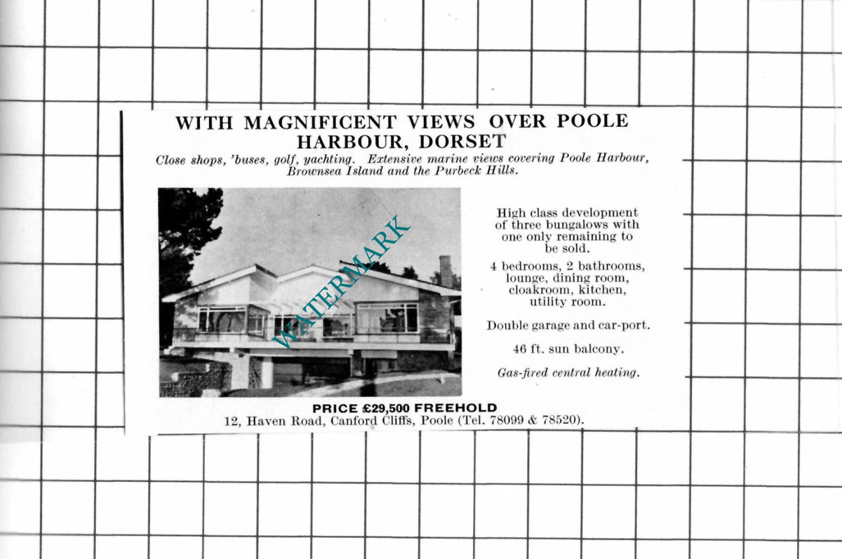 Poole Dorset Small House Sale Advert - 1967 Clipping