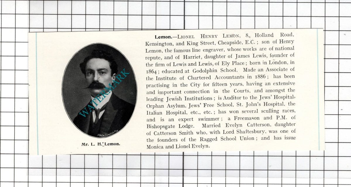 Mr Lionel Henry Lemon - c.1905 Clipping