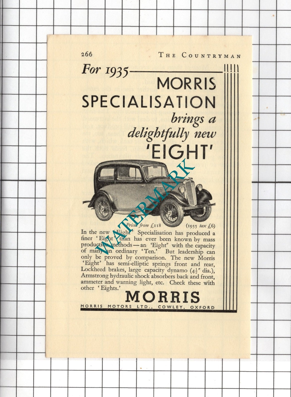 Morris Eight Car Advert - 1934 Small Advert
