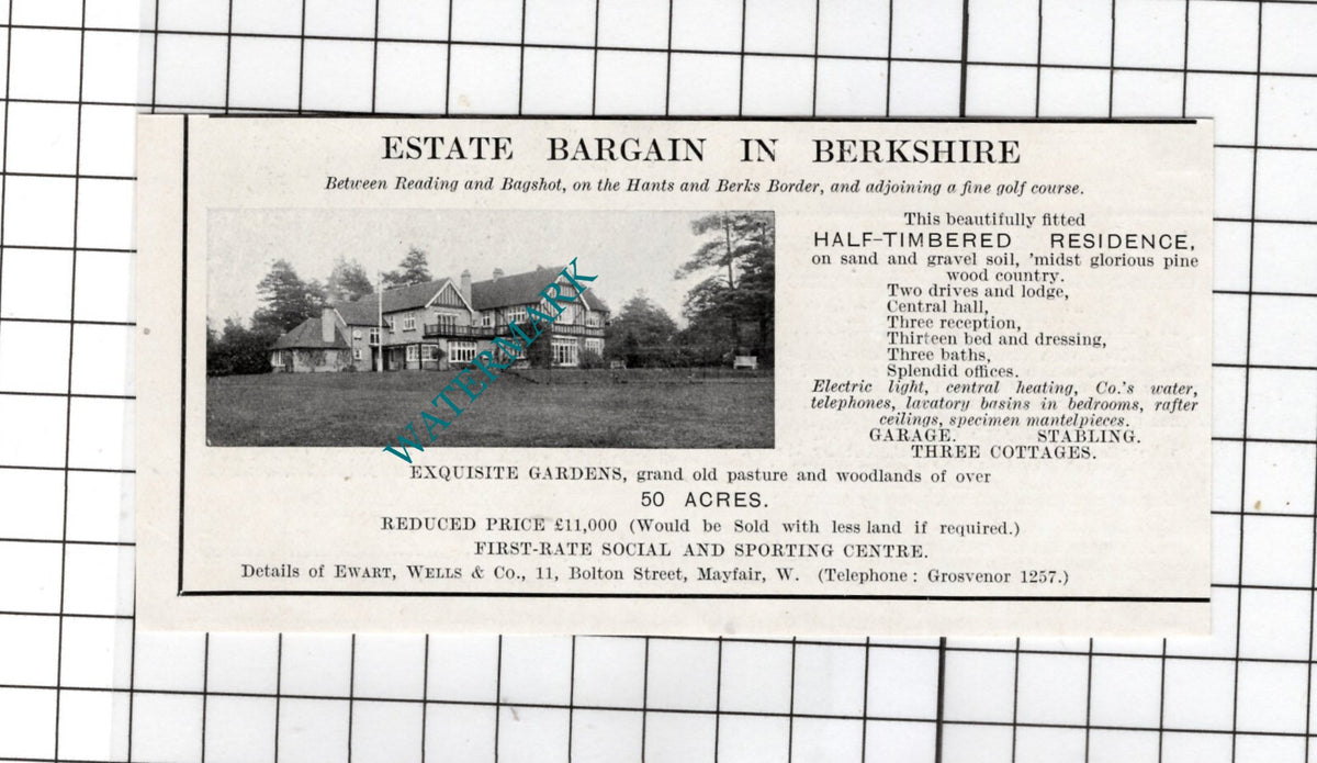 Reading Berkshire Bagshot - 1925 Small House Sale Advert