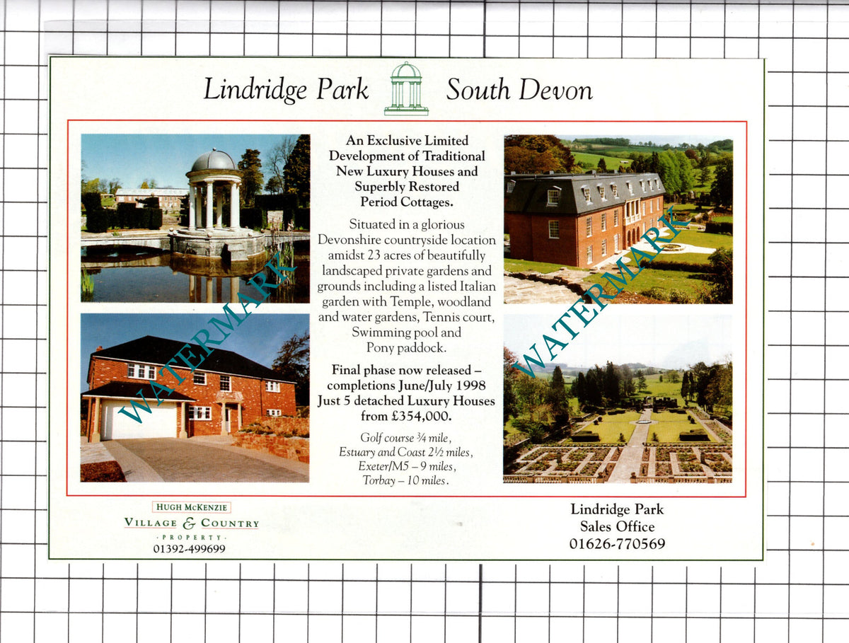 Lindridge Park South Devon House Sale Advert - 1998 Clipping
