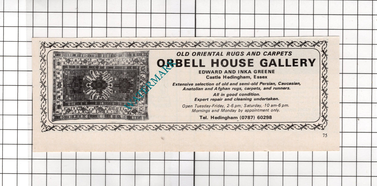 Edward and Inka Greene Castle Hedingham Essex Orbell House Advert - 1978 Cutting