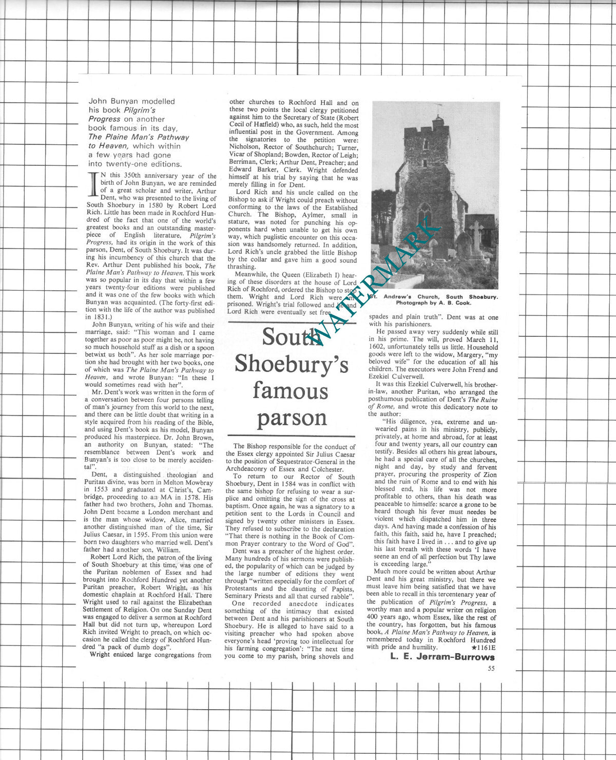 Rev Arthur Dent South Shoebury Essex - 1978 Article