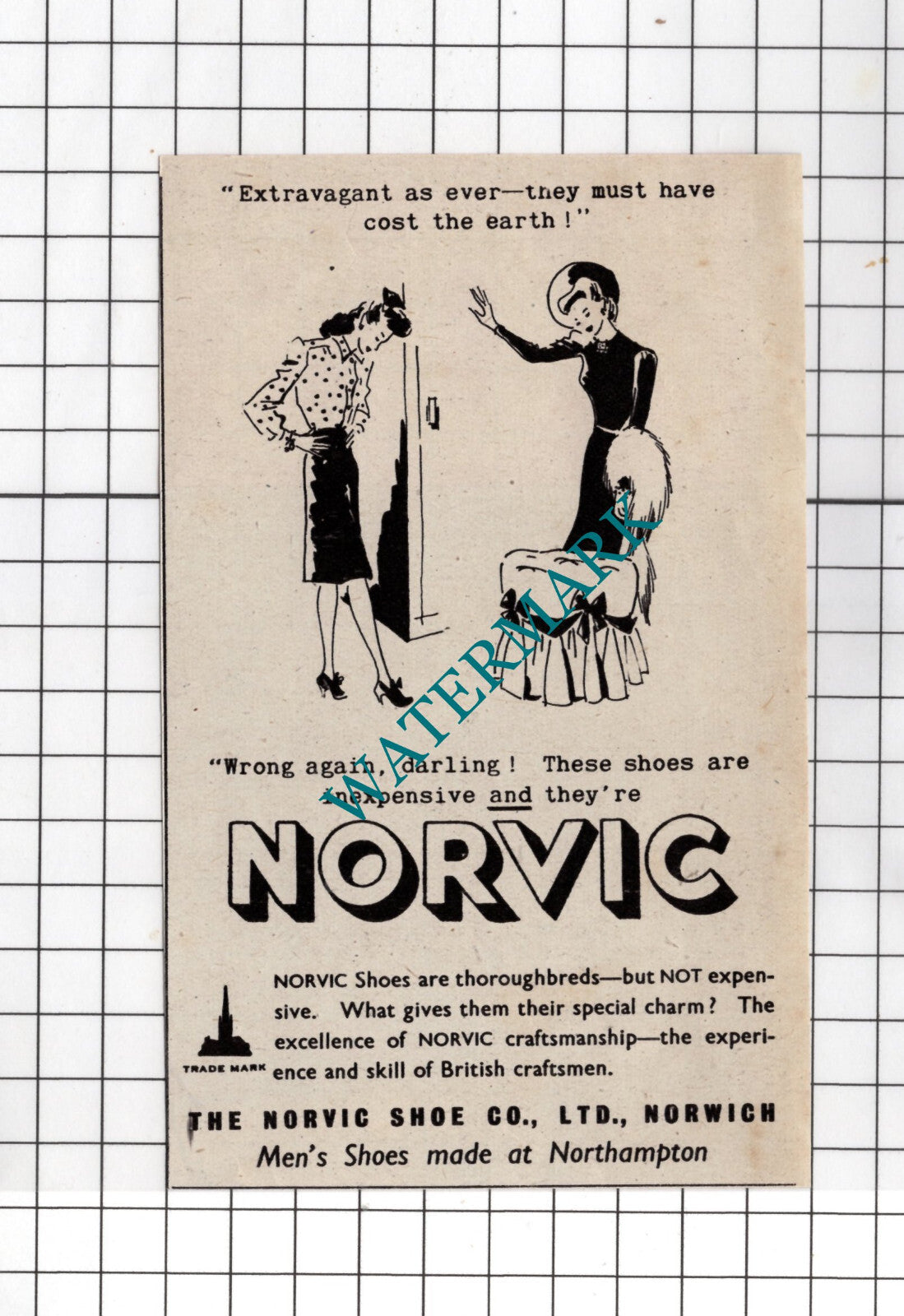 Norvic Shoes Advert Wartime WW2 - 1942 Small Clipping