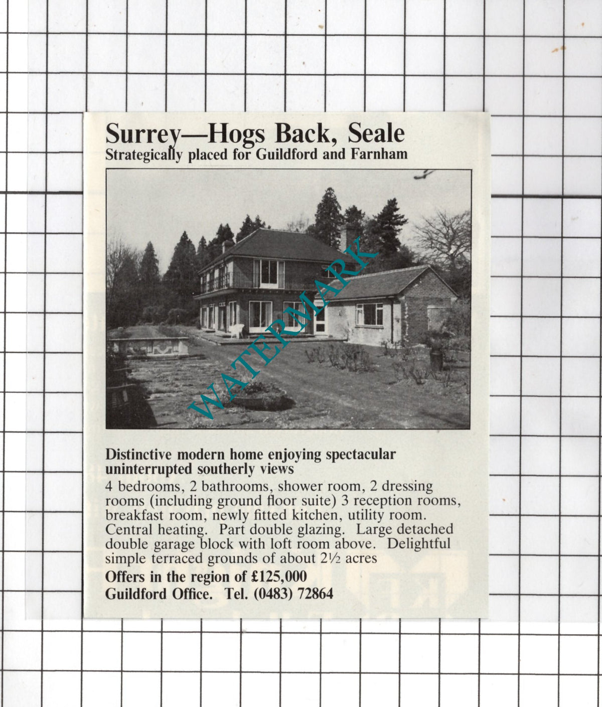 Hogs Back Seale Surrey House Sale Advert - 1981 Small Cutting